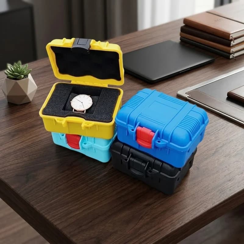 Portatīvā mini plastmasas instrumentu kaste ar putu, 125x112x70mm