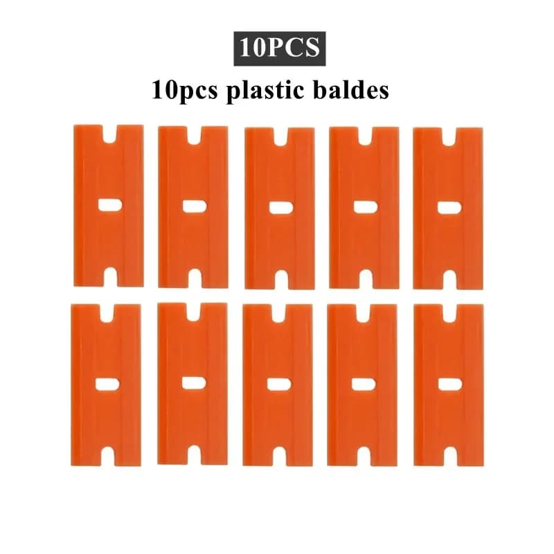 Plastmasas ražotāja skrāpis ar asmeņiem stiklam